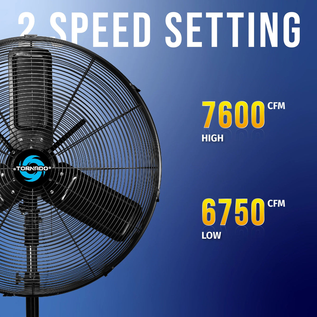 Tornado Fans HI-FAN Metal Pedestal Fan, 120V - photo 3