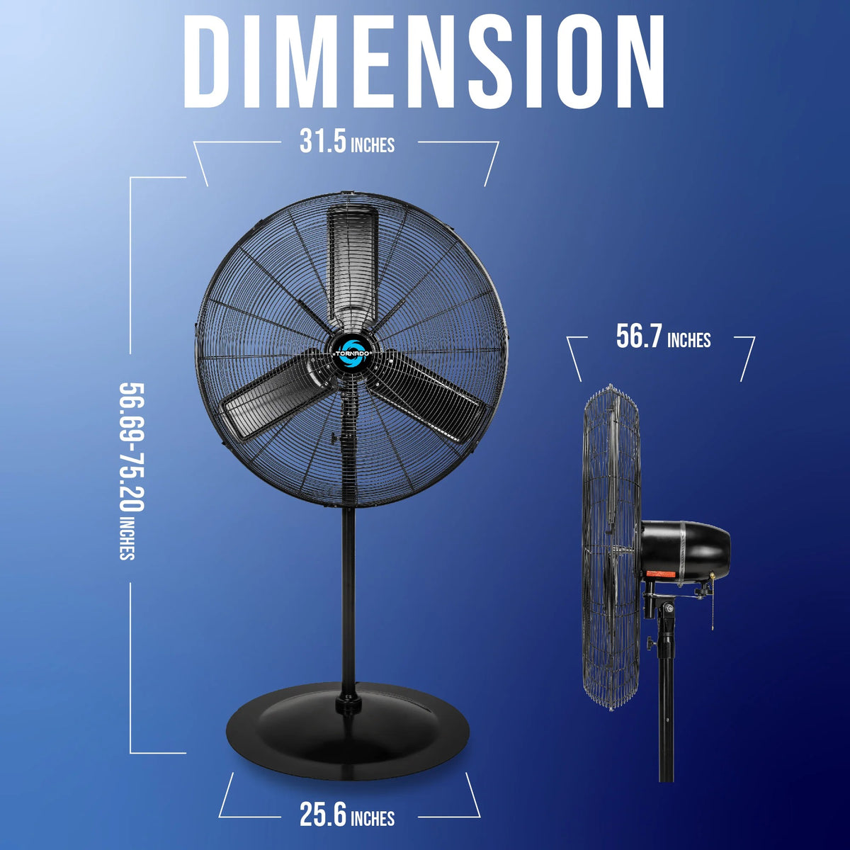 Tornado Fans HI-FAN Metal Pedestal Fan, 120V - photo 9