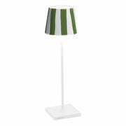 Zafferano America Poldina Pro Lido Aluminum Table Lamp, 15" High - White Green Stripe