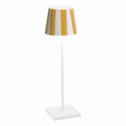 Zafferano America Poldina Pro Lido Aluminum Table Lamp, 15" High - White Yellow Stripe