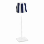 Zafferano America Poldina Pro Lido Aluminum Table Lamp, 15" High - White Blue Stripe