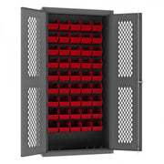 Durham Mfg Bin Storage Cabinet, 36" Wide - Gray Red