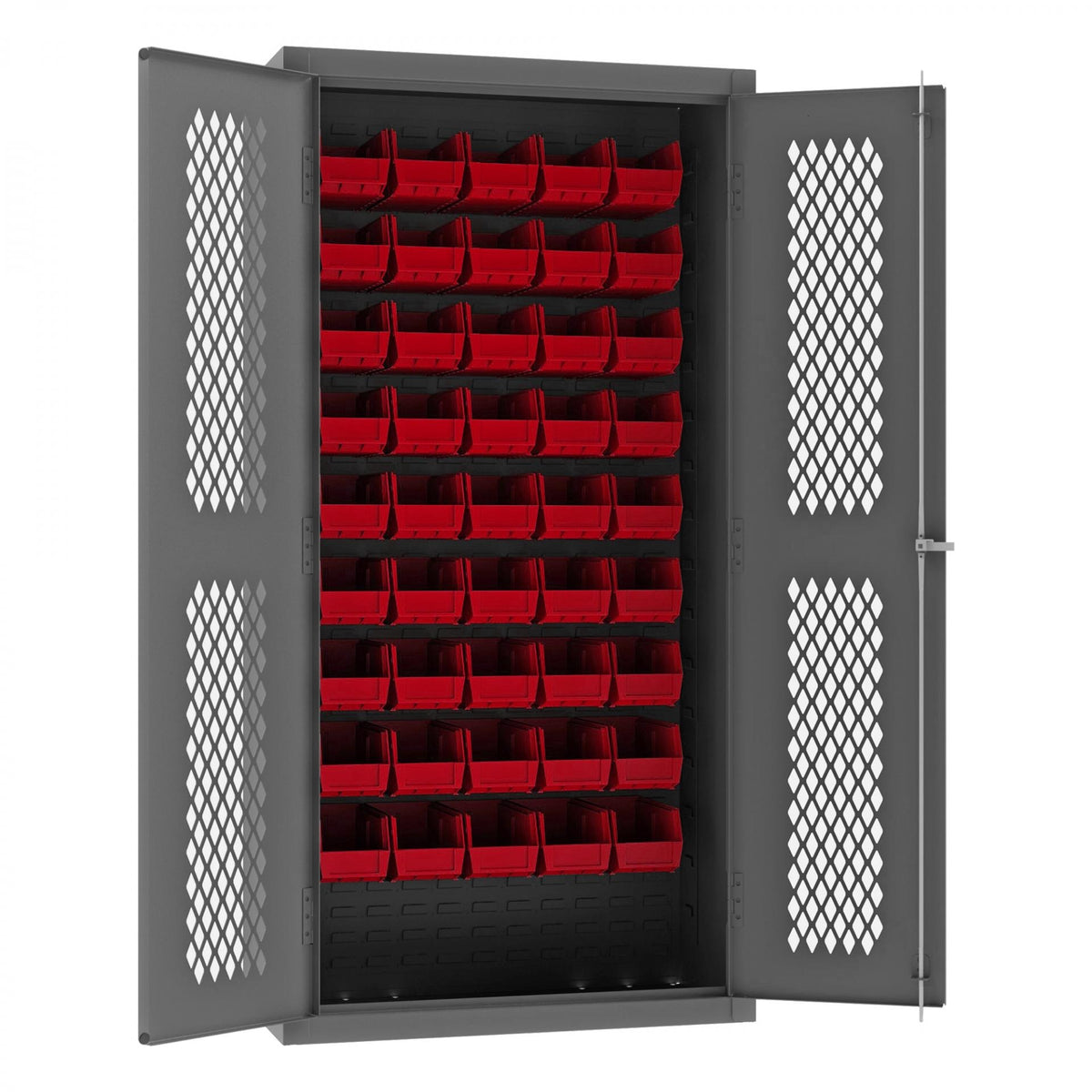Durham Mfg Bin Storage Cabinet, 36" Wide - Gray Red