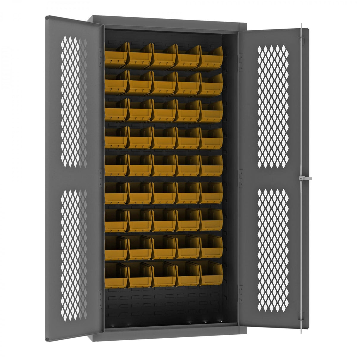 Durham Mfg Bin Storage Cabinet, 36" Wide - Gray Yellow
