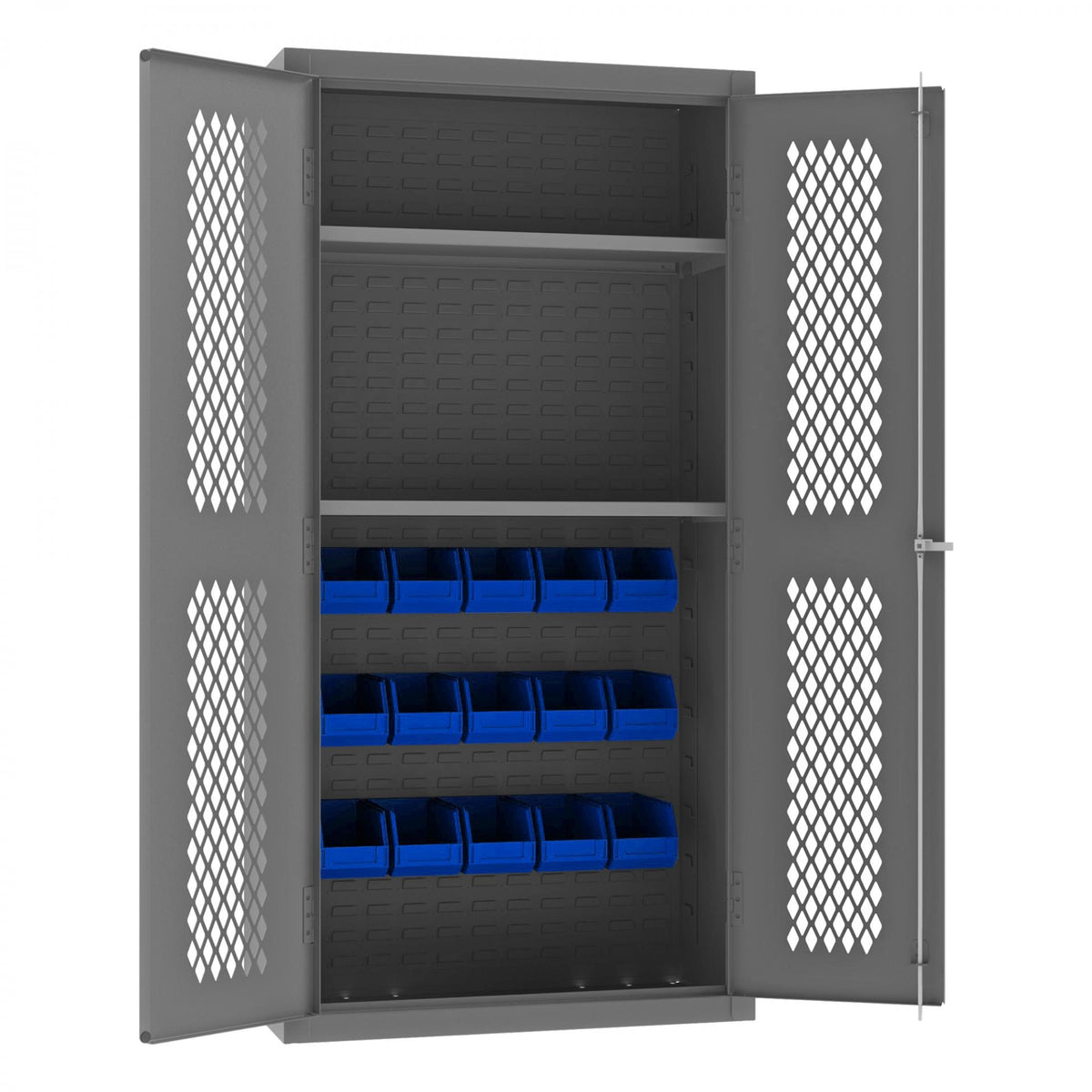 Durham Mfg Bin Storage Cabinet, 36" Wide - Blue Gray