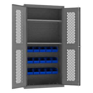 Durham Mfg Bin Storage Cabinet, 36" Wide - Blue Gray