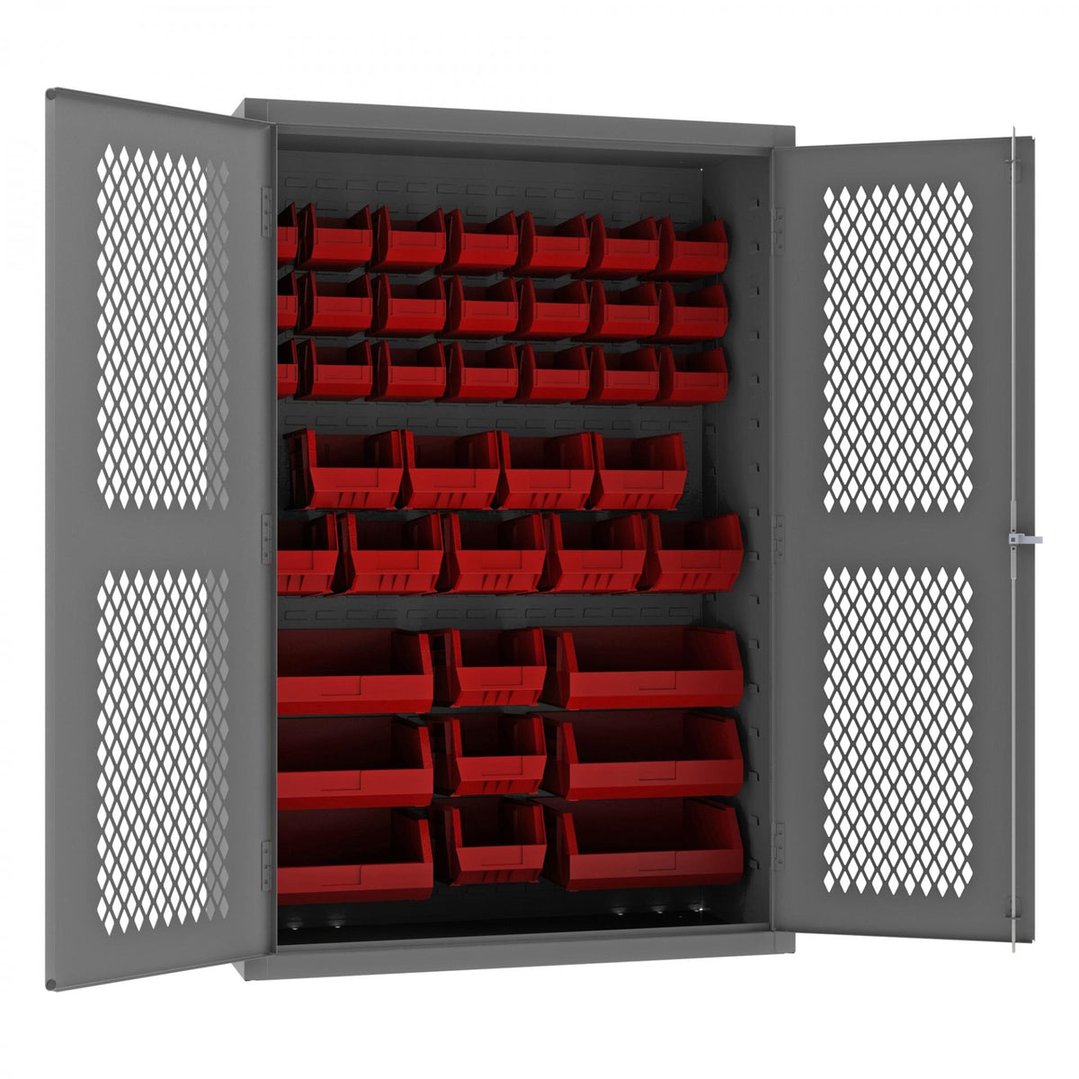 Durham Mfg EMDC-482472-42B Bin Storage Cabinet, 48" Wide - Gray Red