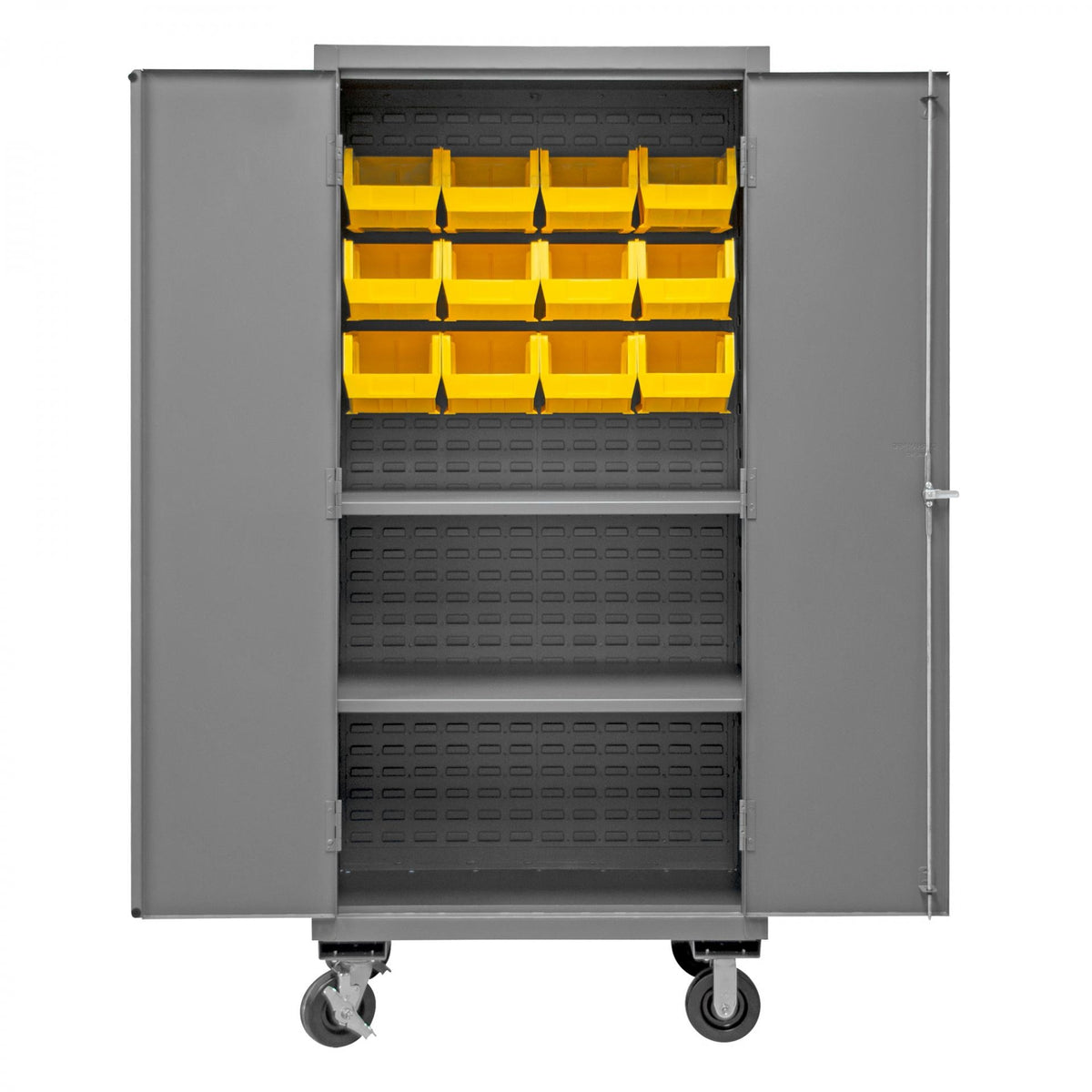 Durham Mfg 2501M-BLP-12-2S Bin Storage Cabinet, 1,000" - Gray Yellow