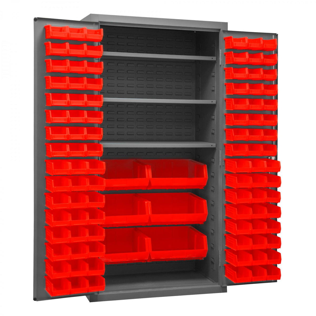 Durham Mfg 2501-BDLP-102-3S Bin Storage Cabinet, 3,750" - Gray Red