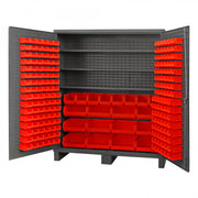 Durham Mfg SSC-722484-BDLP Bin Storage Cabinet, 72" Wide - Gray Red