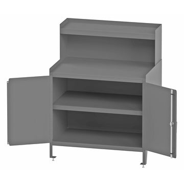 Durham Mfg Metal Door Shelf Workstation, 36 1/8" Wide, Gray - 24 1/4"