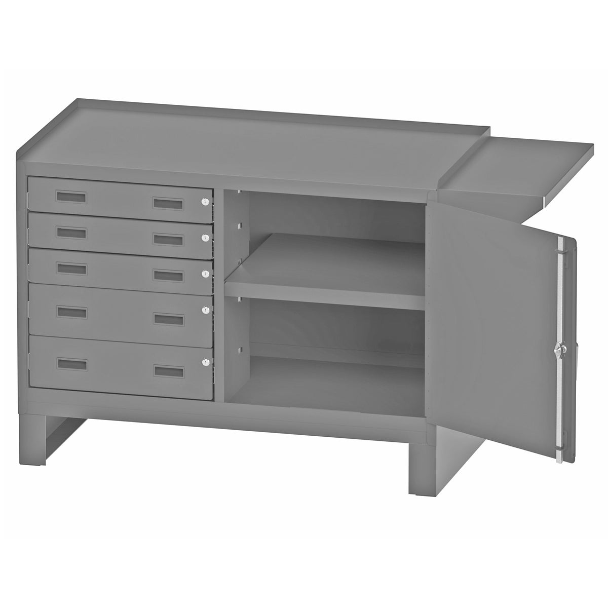 Durham Mfg Metal Door Workstation, 60 1/8" Wide, Gray - 5