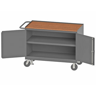 Durham Mfg Metal Workstation, 24 1/4" Wide, Gray - Door 1 Shelf Hardboard