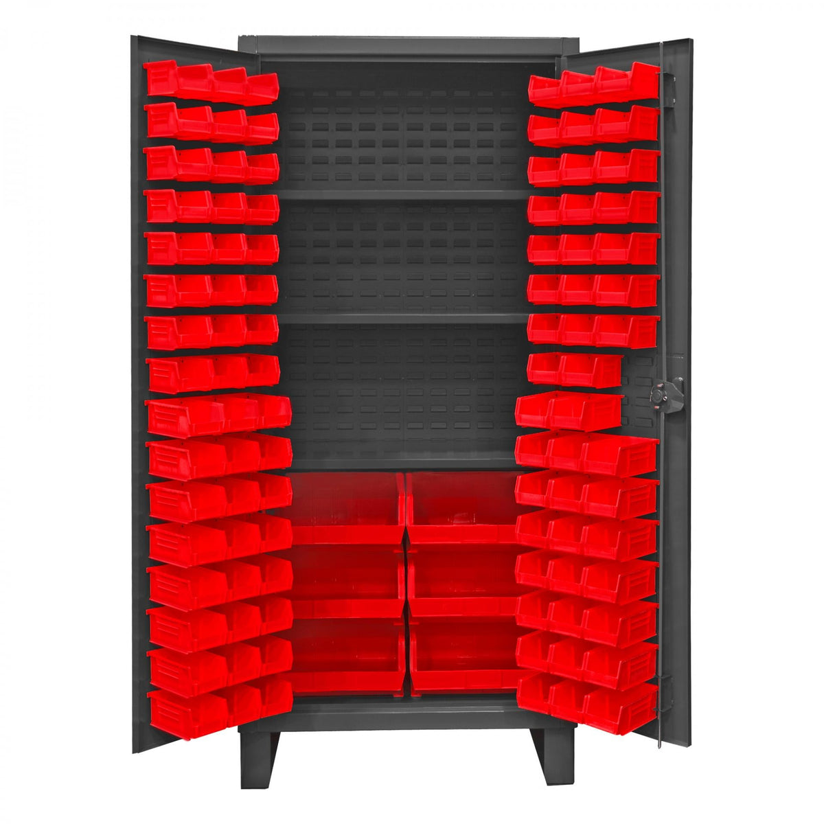 Durham Mfg HDC36-102 Steel Bin Storage Cabinet, 36" Wide - Gray Red
