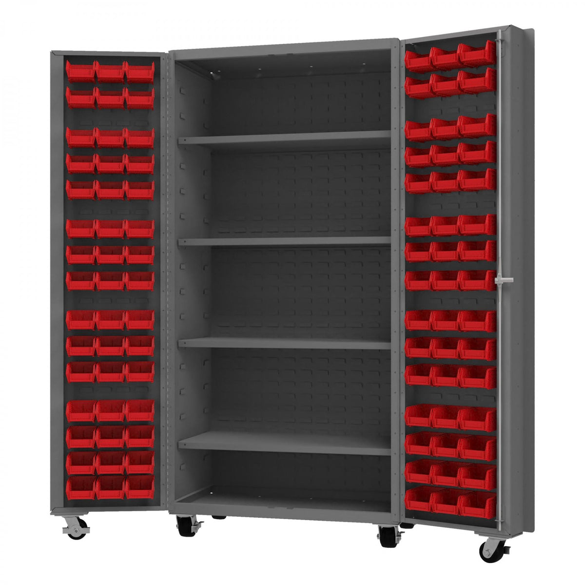 Durham Mfg DCM36-BDLP-96-4S Bin Storage Cabinet, 36" Wide - Gray Red