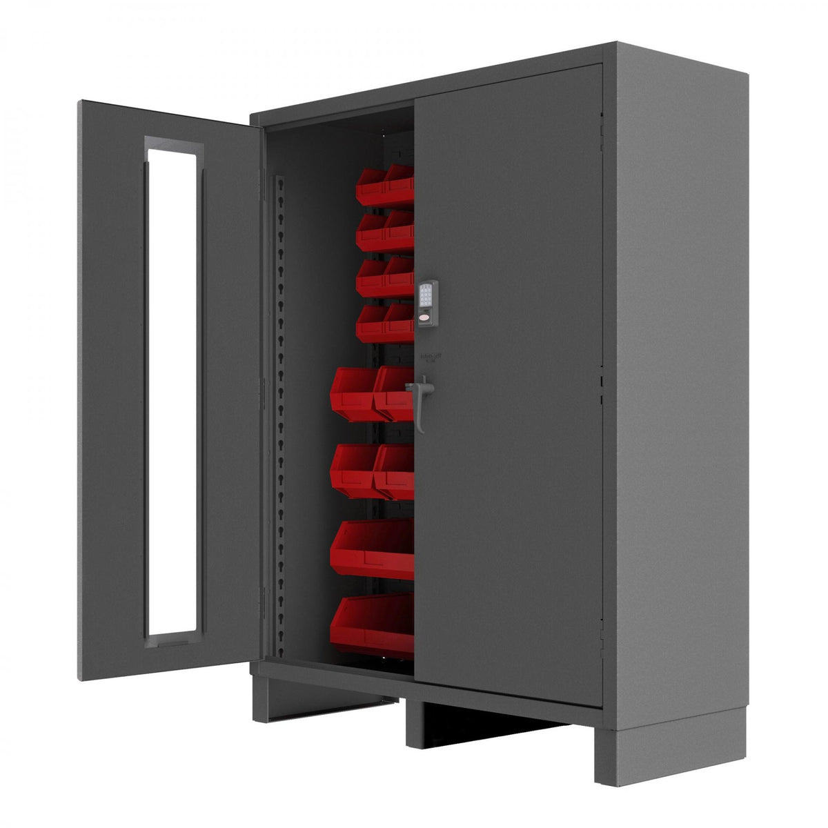 Durham Mfg 3704CXC-54B Bin Storage Cabinet, 60" Wide - Gray Red