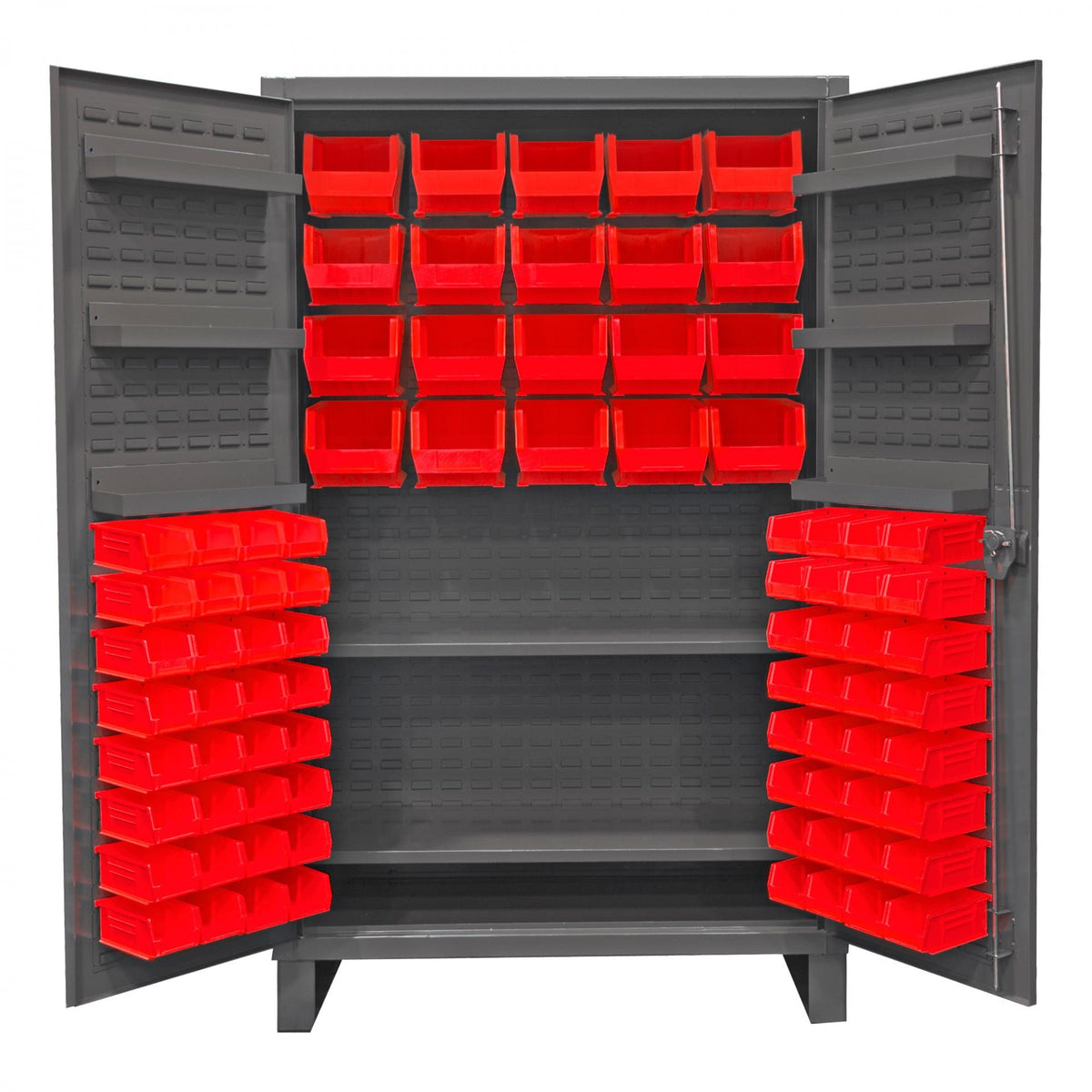Durham Mfg HDC48-84 Steel Bin Storage Cabinet, 48" Wide - Gray Red