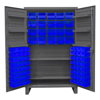 Durham Mfg HDC48-84 Steel Bin Storage Cabinet, 48" Wide - Blue Gray