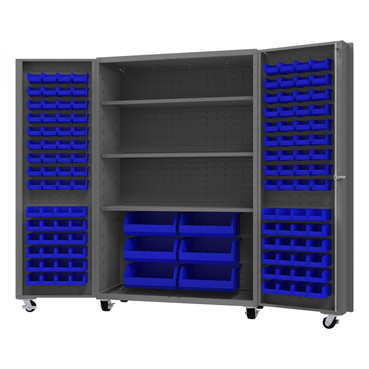 Durham Mfg DCM48-BDLP-126-3S Bin Storage Cabinet, 48" Wide - Blue Gray