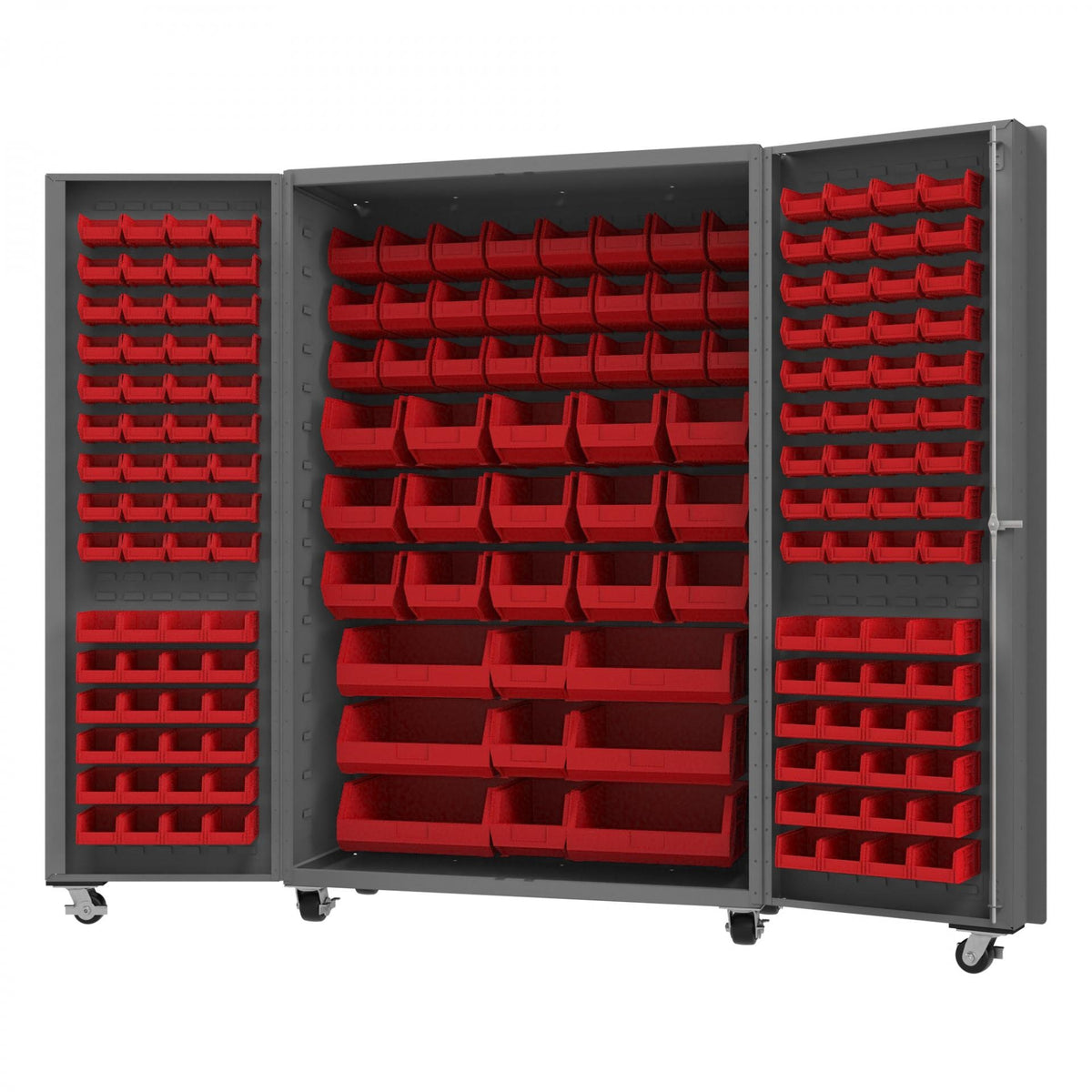Durham Mfg DCM48-BDLP-168 Bin Storage Cabinet, 48" Wide - Gray Red