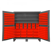 Durham Mfg HDC72-192 Steel Bin Storage Cabinet, 72" Wide - Gray Red