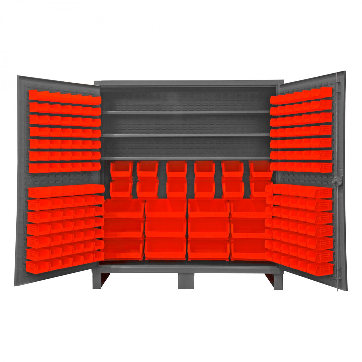 Durham Mfg HDC72-192 Steel Bin Storage Cabinet, 72" Wide - Gray Red