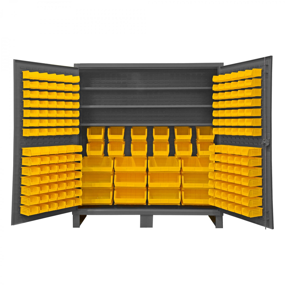 Durham Mfg HDC72-192 Steel Bin Storage Cabinet, 72" Wide - Gray Yellow