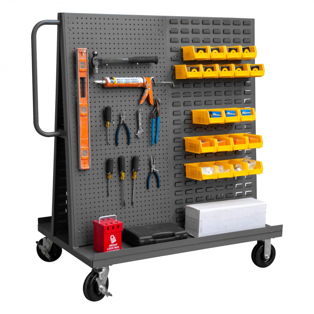 Durham Mfg AF-3048 Truck, 54 1/2" x 30", Gray - 1/2 Pegboard 1/2 Louvered Panels