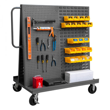 Durham Mfg AF-3048 Truck, 54 1/2" x 30", Gray - 1/2 Pegboard 1/2 Louvered Panels