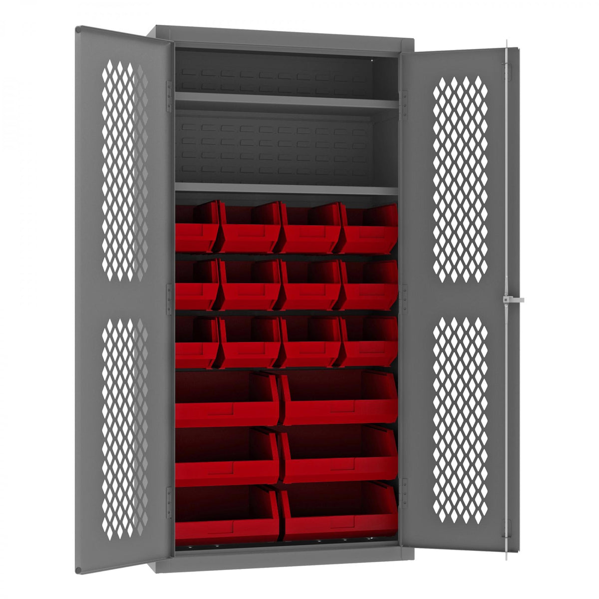 Durham Mfg EMDC-361872-18B-2S Bin Storage Cabinet, 2,500" - Gray Red