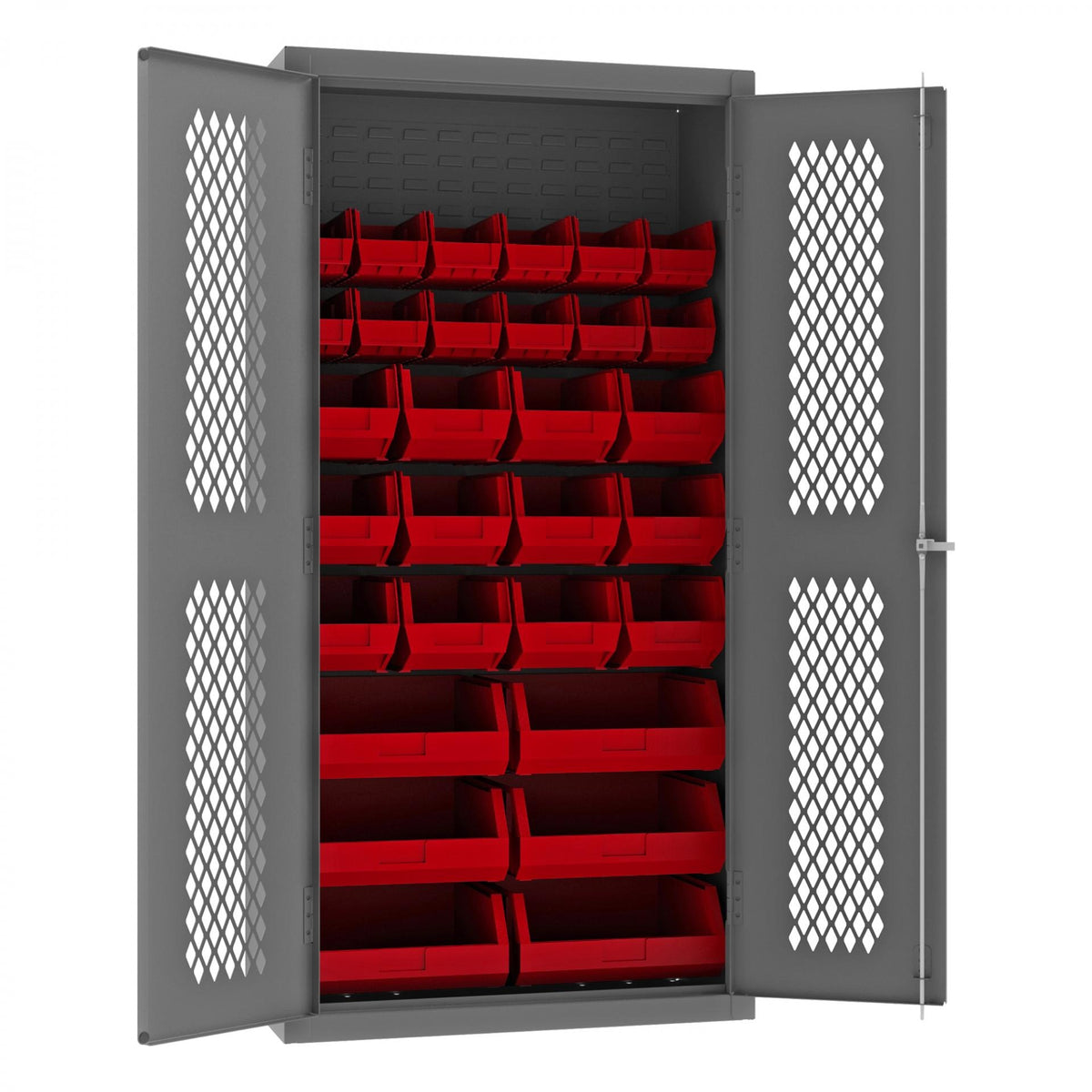 Durham Mfg EMDC-362472-30B Bin Storage Cabinet, 36" Wide - Gray Red