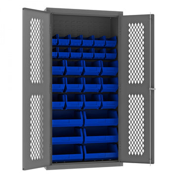 Durham Mfg EMDC-361872-30B Bin Storage Cabinet, 36" Wide - Blue Gray