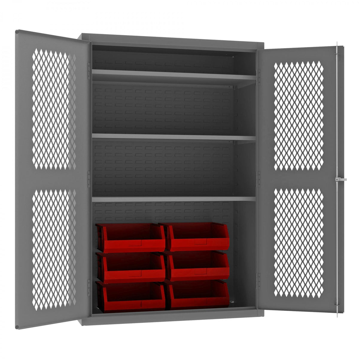 Durham Mfg EMDC-482472-6B-3S Bin Storage Cabinet, 2,250" - Gray Red