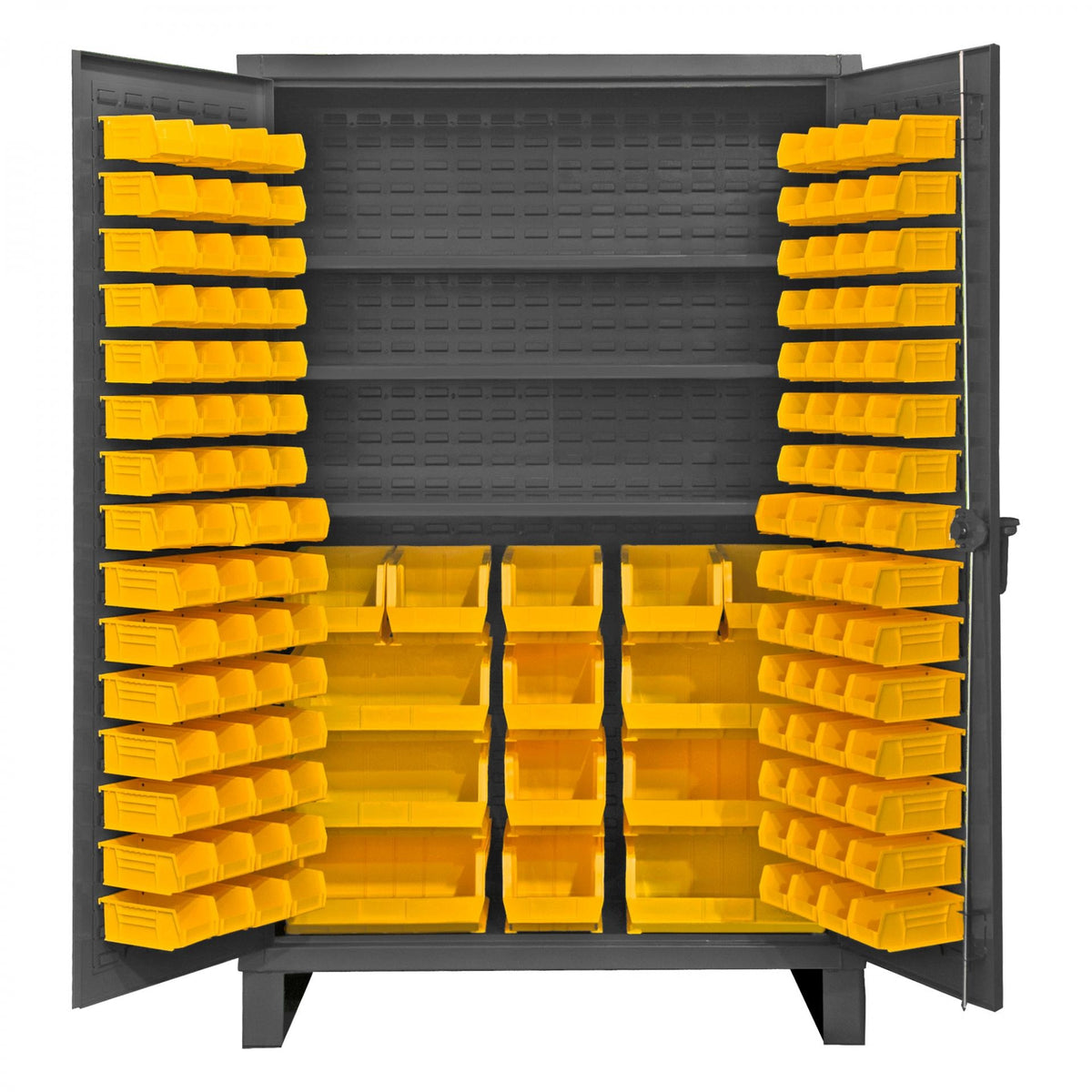 Durham Mfg HDC48-134 Bin Storage Cabinet, 48" Wide - Gray Yellow