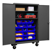Durham Mfg HDCM48-18 Bin Storage Cabinet, 48" Wide - Blue Gray
