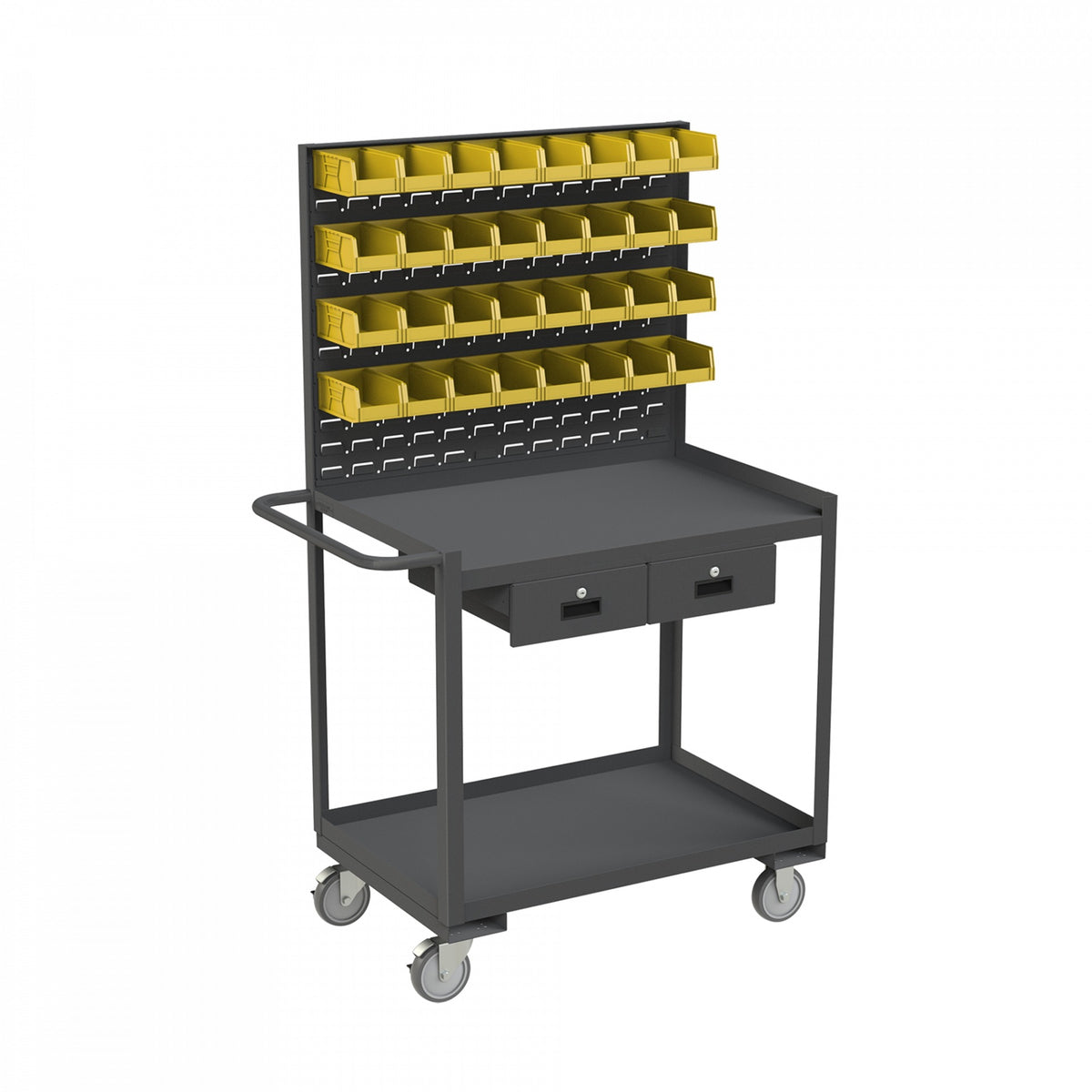 Durham Mfg RSC-2436-2-LP-2DR-32B-95 Mobile Workstation, 24 1/4" x 42 1/4", Gray - Default Title