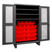 Durham Mfg HDCV48-18B Bin Storage Cabinet, 48" Wide - Gray Red