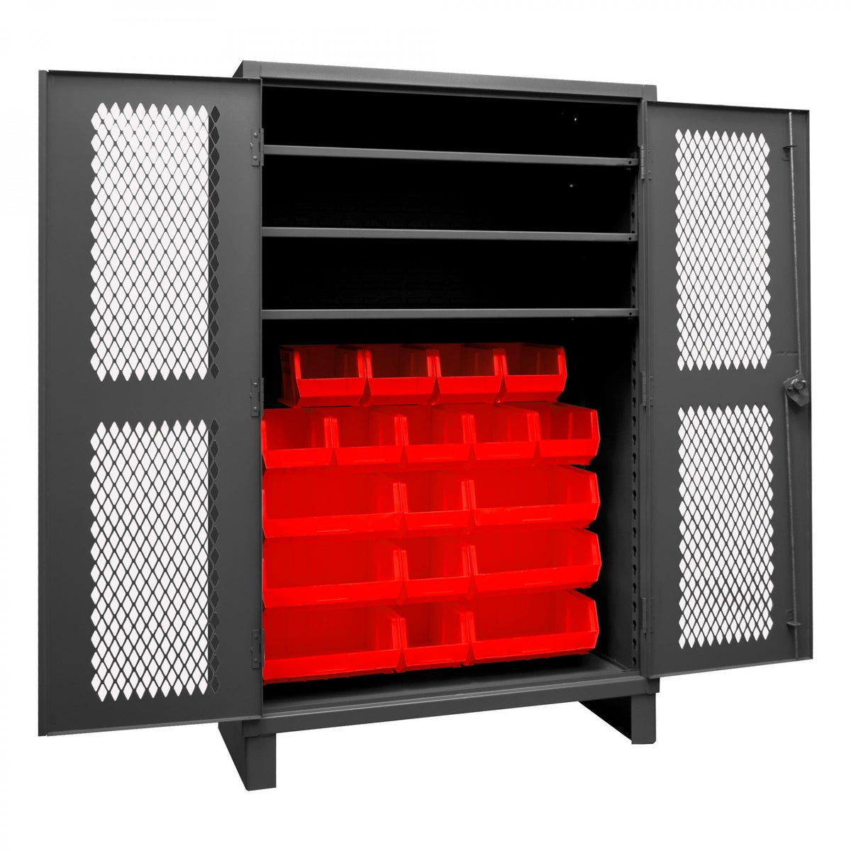 Durham Mfg HDCV48-18B Bin Storage Cabinet, 48" Wide - Gray Red