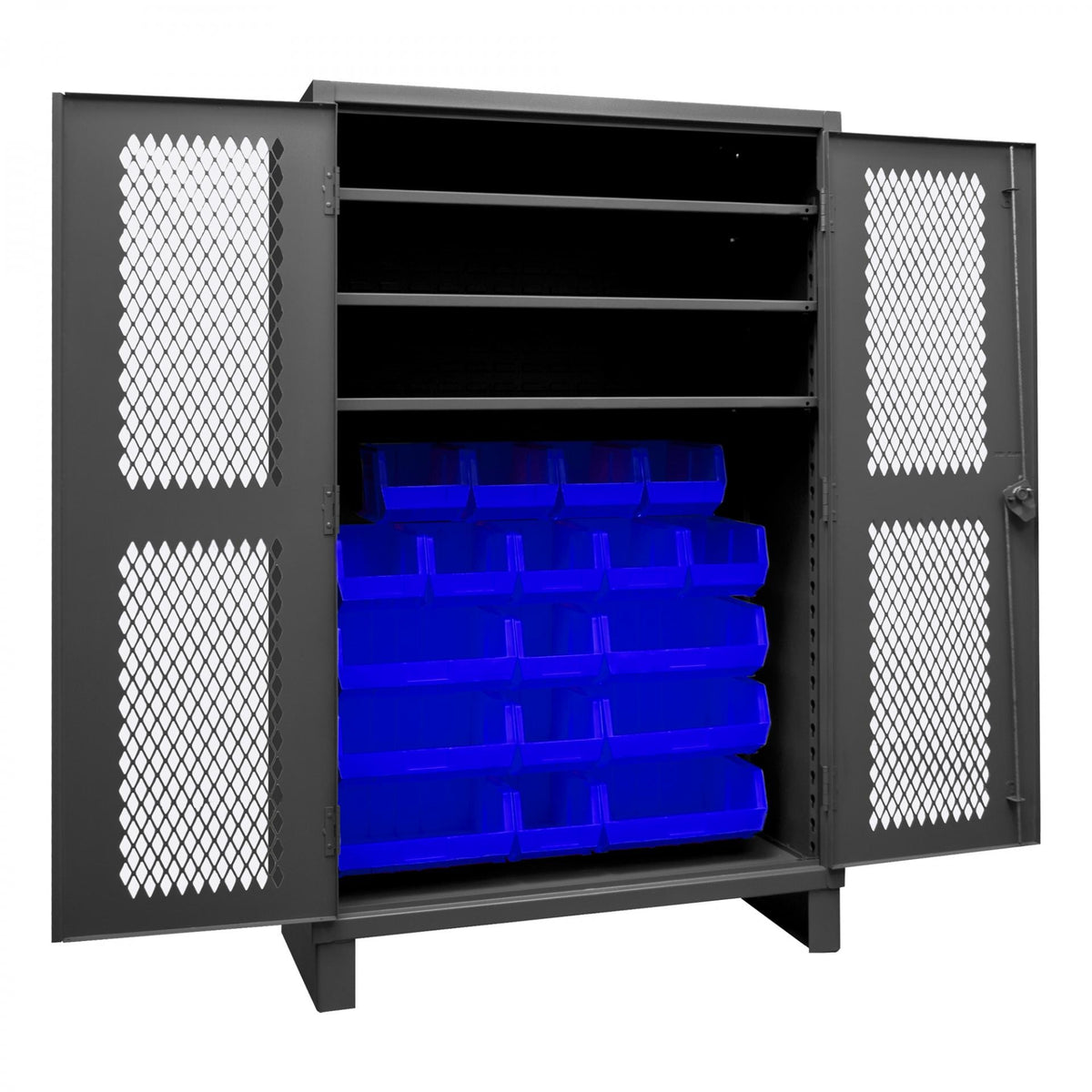 Durham Mfg HDCV48-18B Bin Storage Cabinet, 48" Wide - Blue Gray