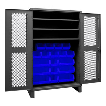 Durham Mfg HDCV48-18B Bin Storage Cabinet, 48" Wide - Blue Gray