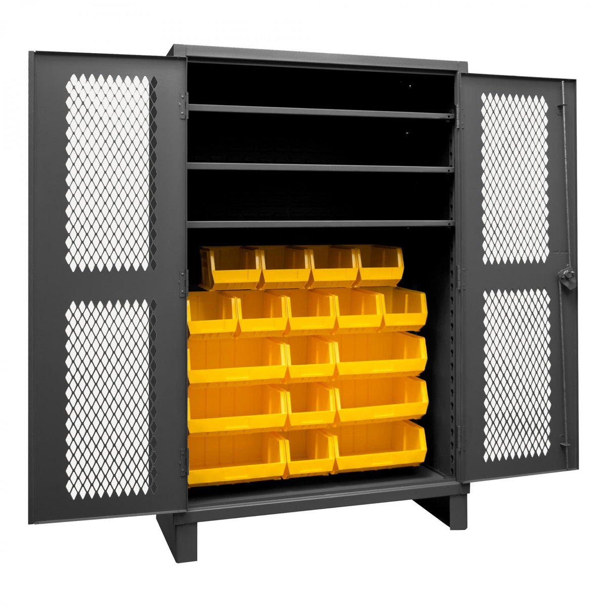 Durham Mfg HDCV48-18B Bin Storage Cabinet, 48" Wide - Gray Yellow