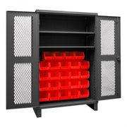 Durham Mfg HDCV48-24B Bin Storage Cabinet, 48" Wide - Gray Red