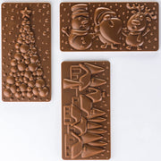 Polycarbonate Chocolate-Bar Mold with Three Xmas-Village Cavities by Pavoni – 77mm x 154mm x 10mm H, Polycarbonate, Xmas Village, Model PC5038