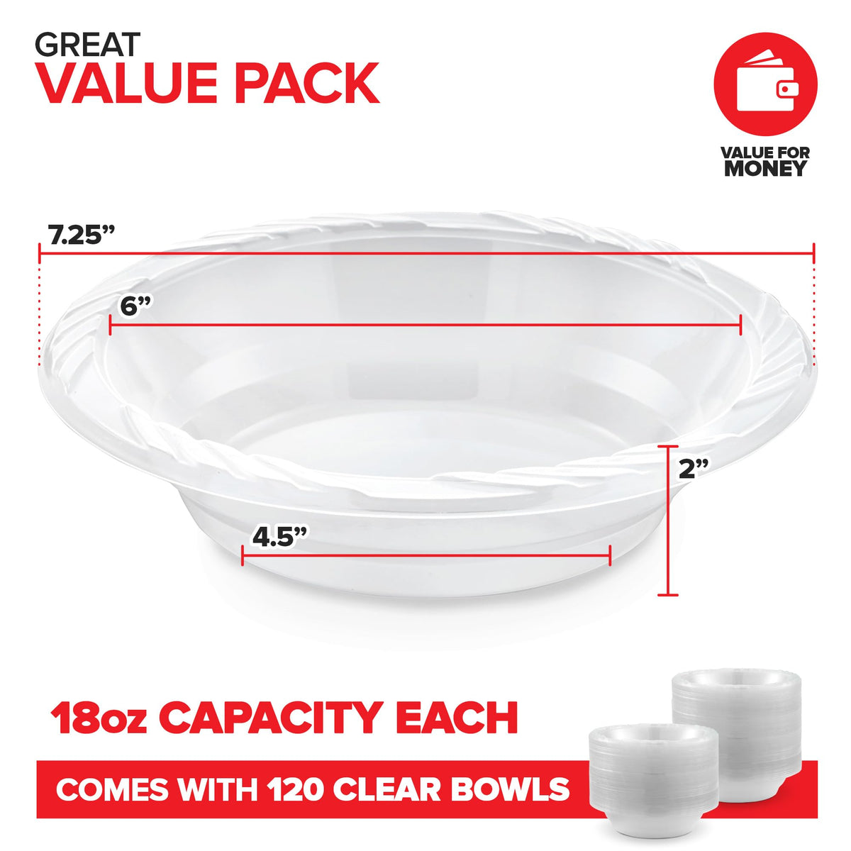 Stock Your Home 120 / 18 Oz / Transparent Bowls