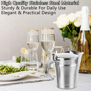 Dikedon Double Wall Gravy Boat, 16 oz Insulated Stainless Steel with Hinged Lid, Silver