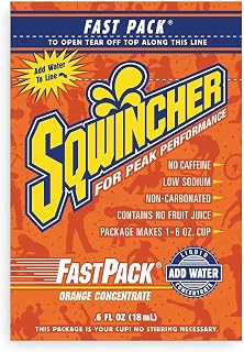 Sqwincher 015304-OR .6 Ounce Fast Pack Liquid Concentrate Packet Orange Electrolyte Drink - Yields 6 Ounces (50 Single Serving Packets Per Box), English, 15.34 fl. oz., Plastic, 1 x 1 x 1