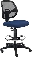 Global Industrial Armless Mesh Drafting Stool, Fabric, Blue, Mid Back