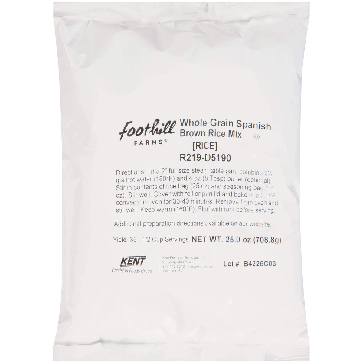 Spanish Reduced Sodium Whole Grain Brown Rice Mix by Foothill Farms – 13.31 inches, Pack of 6