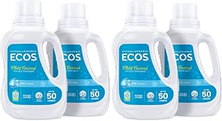 ECOS Laundry Detergent Liquid,100 Loads - Dermatologist Tested Laundry Soap - Hypoallergenic,EPA Safer Choice Certified,Plant-Powered - Free & Clear,50 Fl Oz,(Pack of 4)