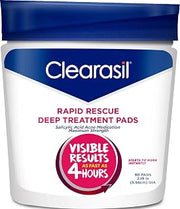 Clearasil Rapid Rescue Deep Treatment Acne Face Pads, Maximum Strenght with 2% Salicylic Acid Acne Treatment Medicine, 90 Count